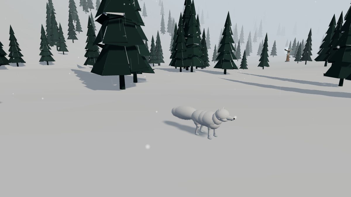 A Fox Winter game: an arctic fox in the snowy forest
